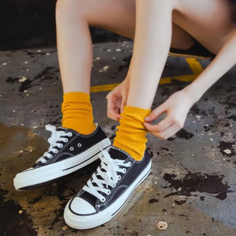2019 носки женские весенние Новые Япония и Южная Корея серии сплошной цвет дикие