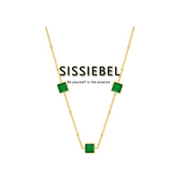 simple luxury green square stainless steel short necklace korean fashion jewelry party girls sexy necklace accessories for woman