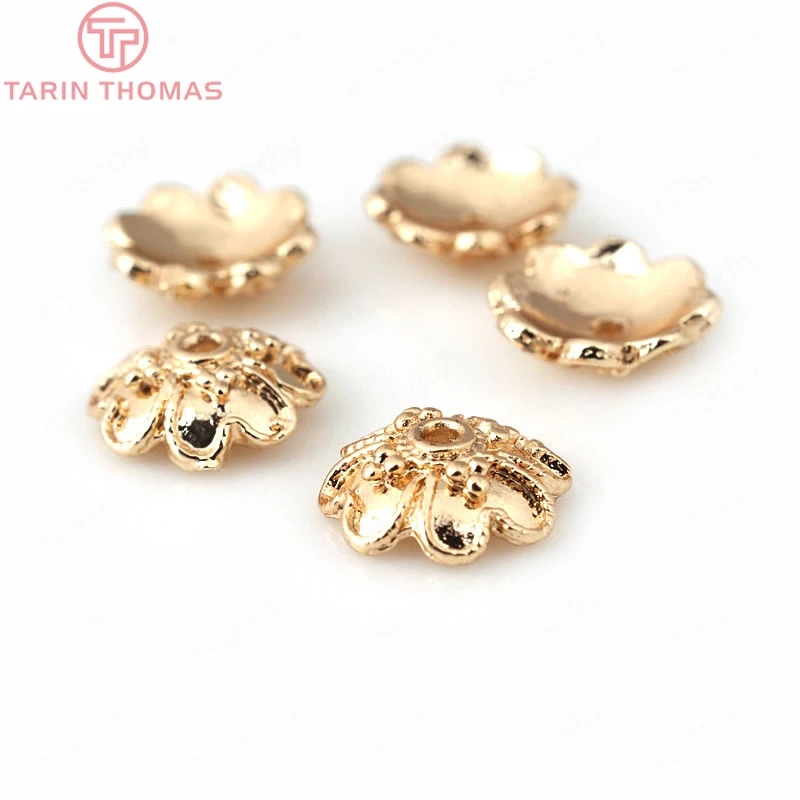 

10PCS 8MM 24K Champagne Gold Color Plated Brass Beads Caps Tassel Caps High Quality Diy Jewelry Accessories