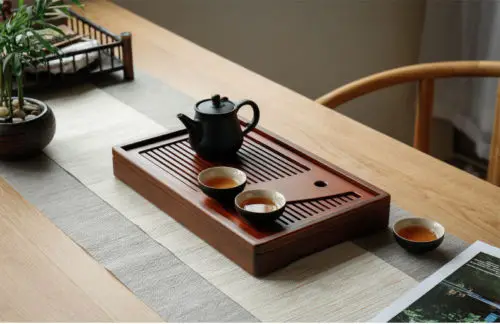 Коричневый с решеткой тяжелый бамбук Китайский Gongfu чайная церемония
