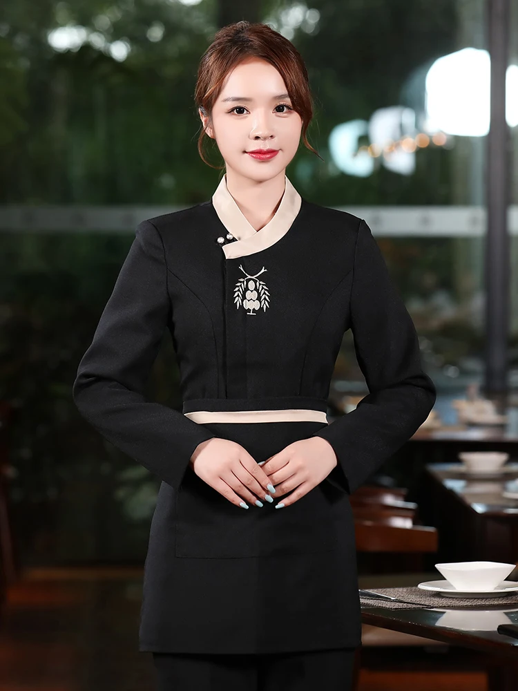 

Hot pot shop waiter work clothes restaurant Chinese hotel restaurant teahouse private restaurant long sleeve