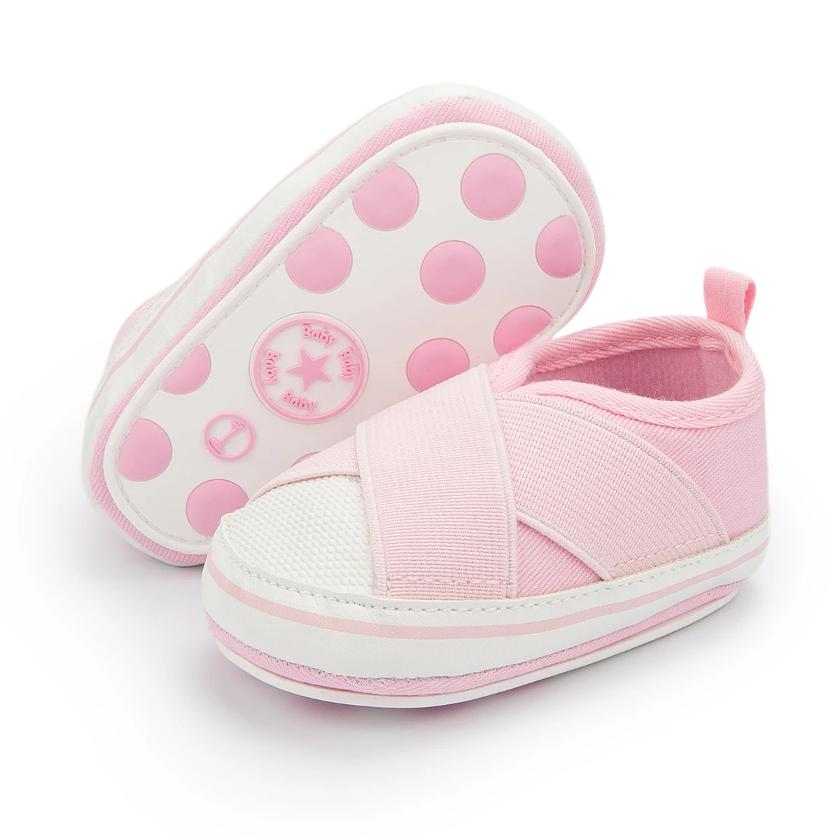 Детская парусиновая обувь со звездами на резиновой подошве липучке для