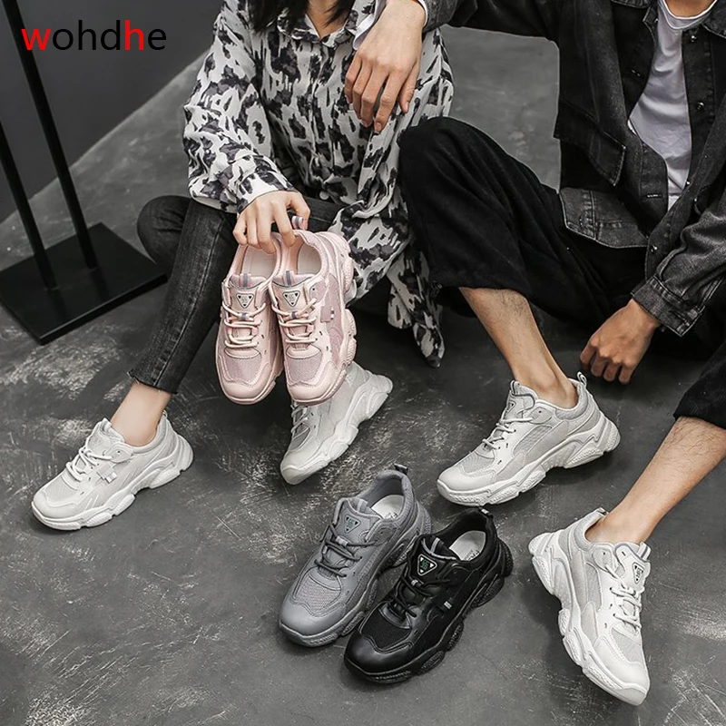 

wohdhe Big Size35-44 Men Women Comfortable Running Shoes Breathable Sneakers Outdoor Sports Lace Up Spring Autumn Tenis Platform