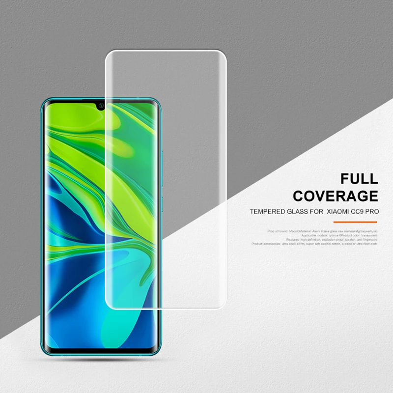 Закаленное УФ-стекло для Xiaomi защита экрана с жидким клеем redmi note 9 pro max пленка CC9 10