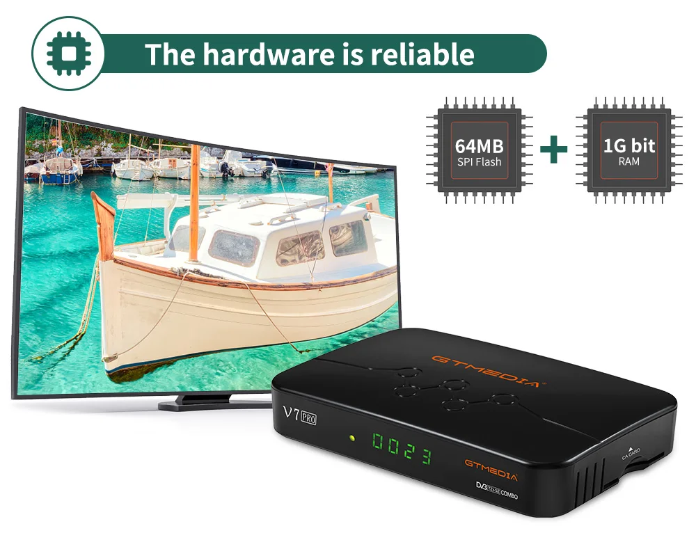 Satellite TV Receiver GTMEDIA V7 PRO H.265 DVB S2/T2 Combo Box Support USB Wifi Set Top Better than GT MEDIA Plus | Электроника