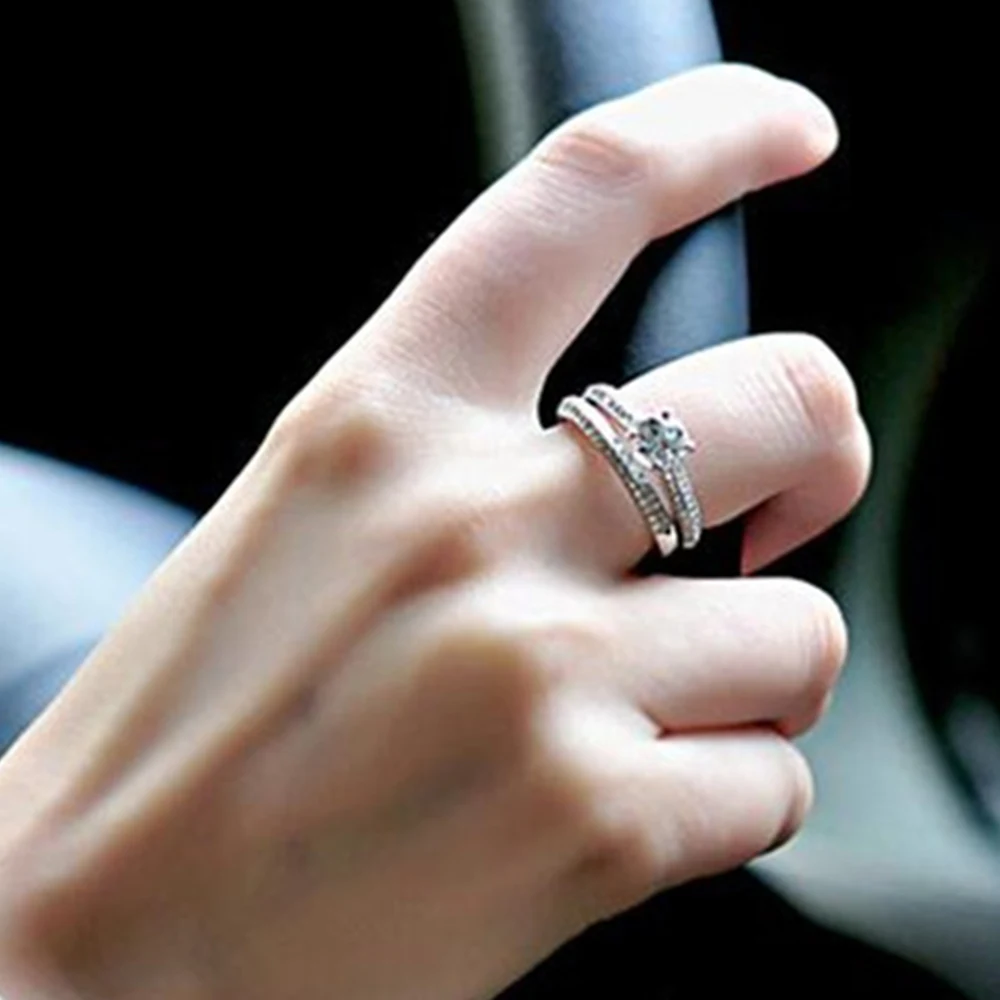 Женское роскошное белое свадебное кольцо набор модных серебряных украшений 925