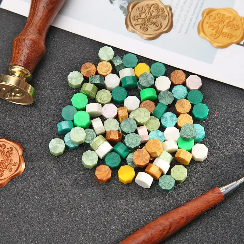 100 шт. винтажный восьмиугольный восковой штамп с зернистой текстурой женские