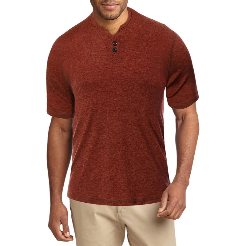 

2021 Men Baggy Cotton Male T Shirt Solid Color Summer Short Sleeve Retro Henry Collar Comfortable T Shirts Male Tops Camisa