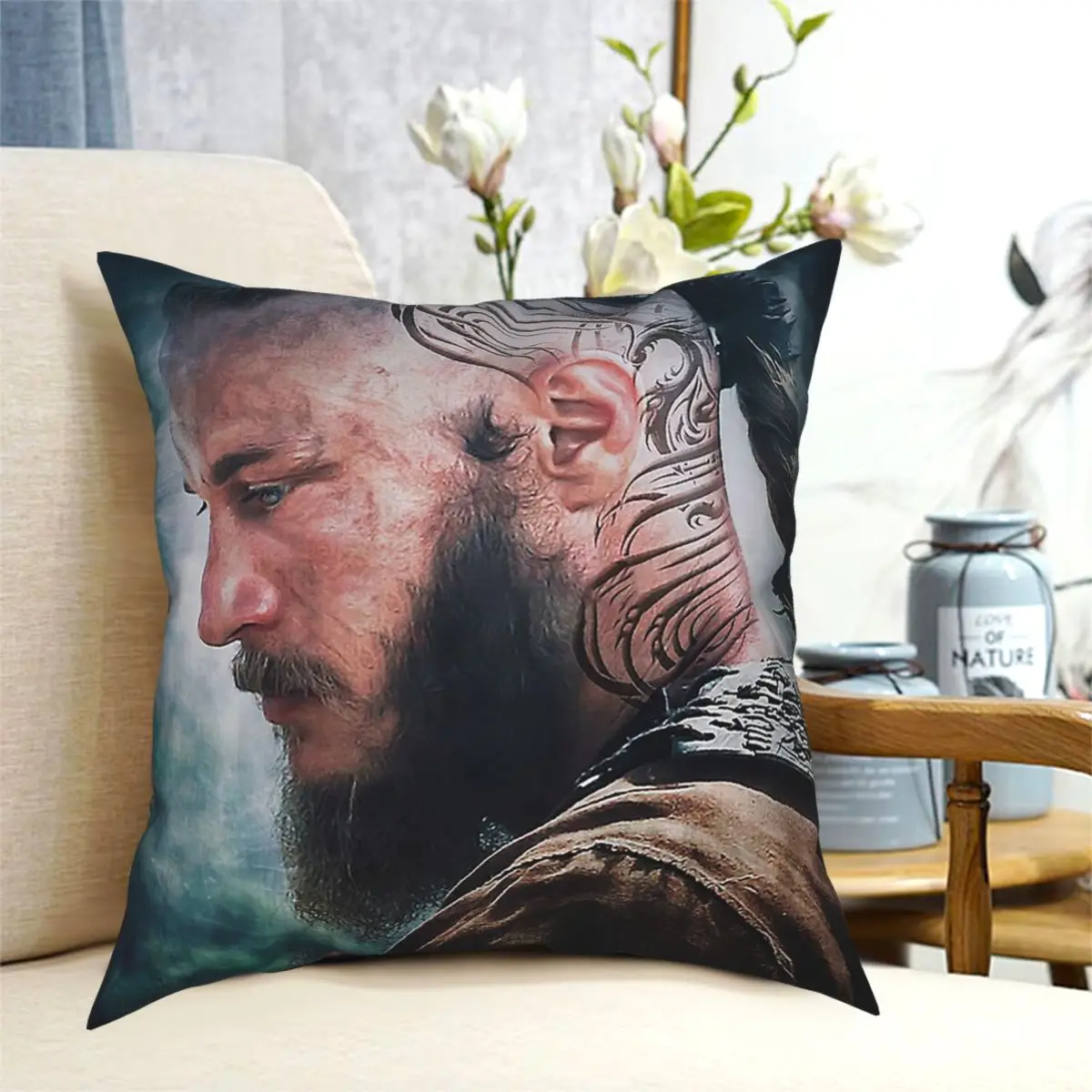 

Ragnar Lothbrok Viking (2) Cushions for Sofa Customized Pillowcase Decorative Throw Pillows Cover for sofa home