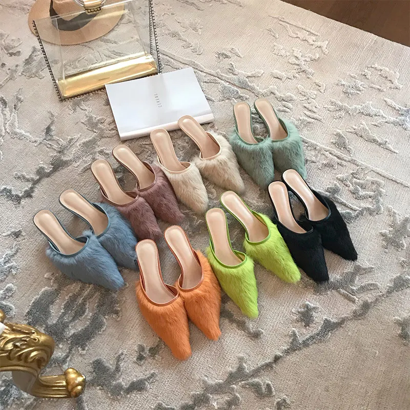 MONMOIRA/женские сабо на каблуке рюмочке из искусственного меха элегантные женские