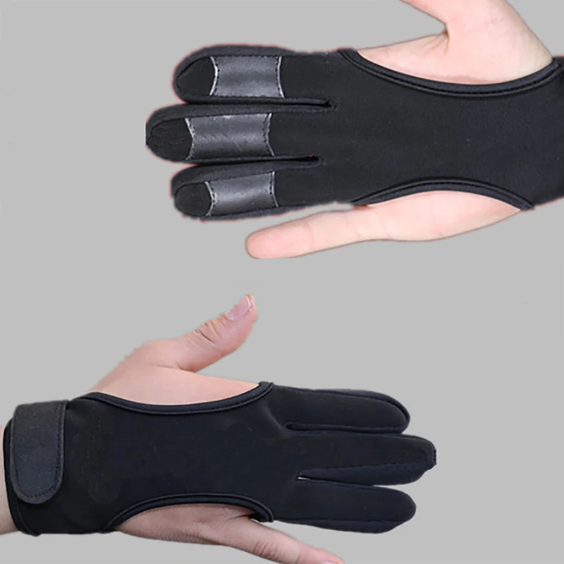 

3 Finger Protective Glove 3 Fingers Leather Guard Safety Archery Gloves for Recurve Compound Bow And Arrow Shooting Accessories