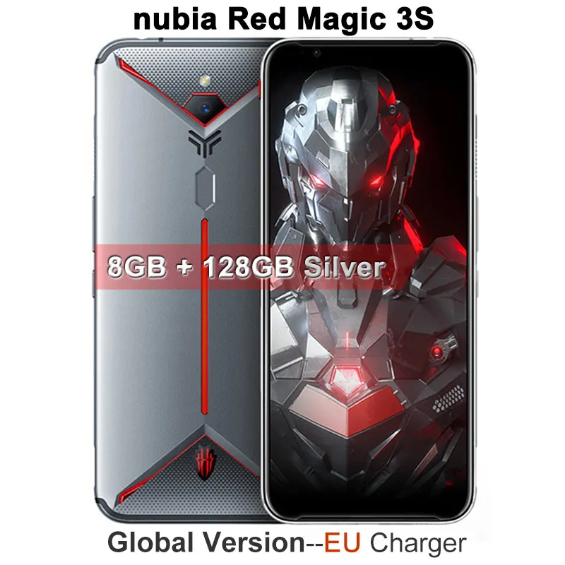 8G 128G Silver EU Глобальная версия оригинального мобильного телефона zte nubia Red Magic 3S 8G 128G 6,6" 90Hz Snapdragon 855 Plus 48MP+ 16MP 5000mAh Fastcharge - Color: 8G 128G Silver EU