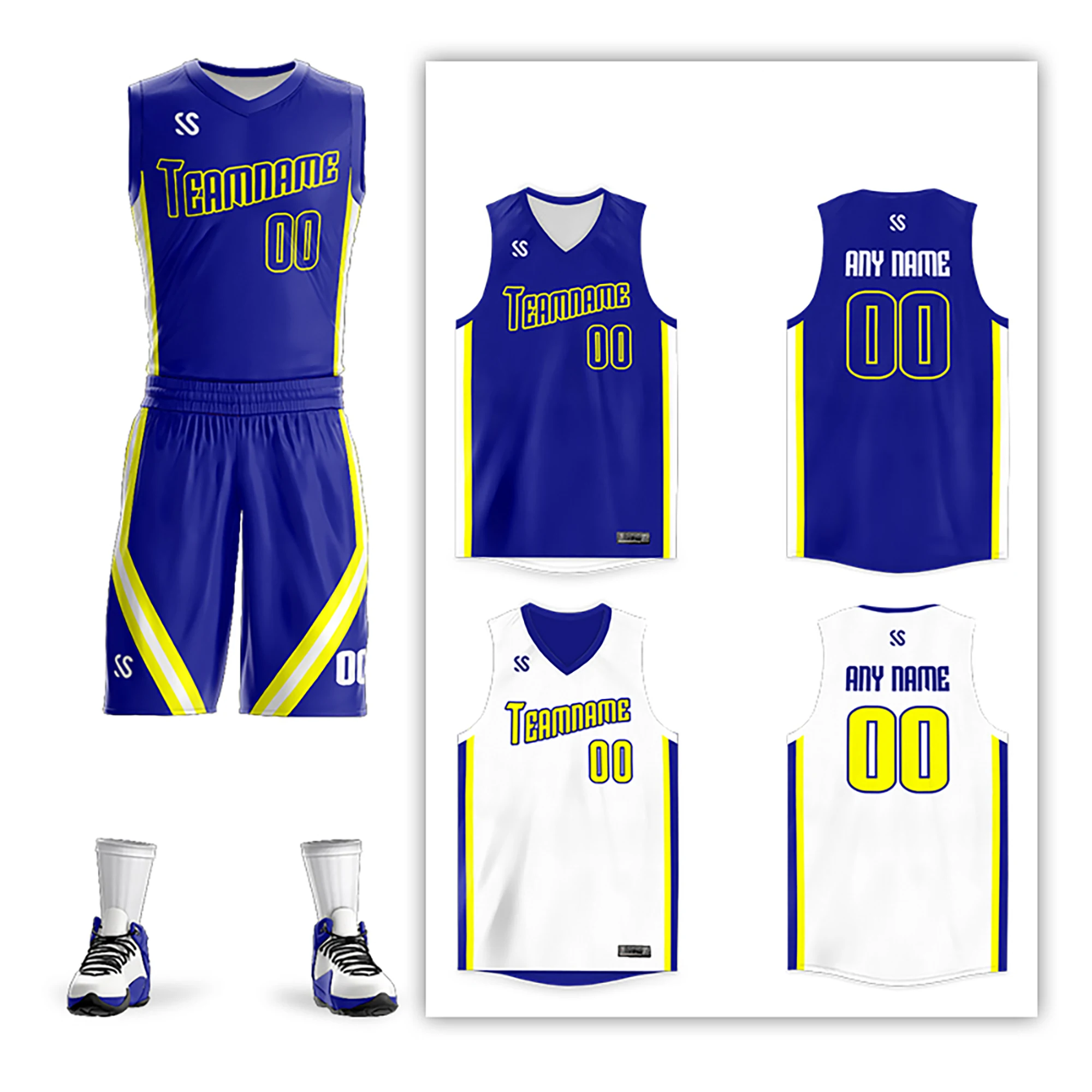 

Reversible High Quality Custom Basketball Jerseys Sleeveless Sports kits Breathable Team Training Uniform Sets Tracksuit Size