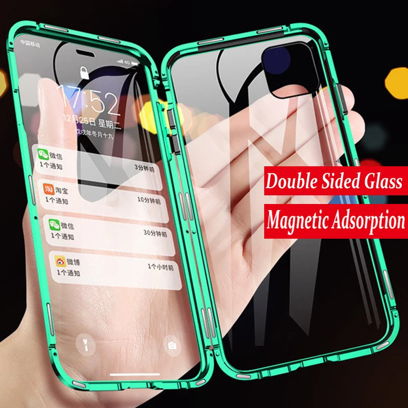 360 полный защитный Магнитный чехол для iPhone 11 ударопрочный PRO MAX металлический