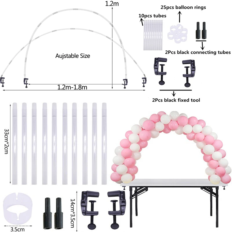 

1 Set 1.2-1.8m Adjustable Balloons Holder Column Stand Birthday Party Wedding Table Ballon Arch Kits Balloon Chains Accessories