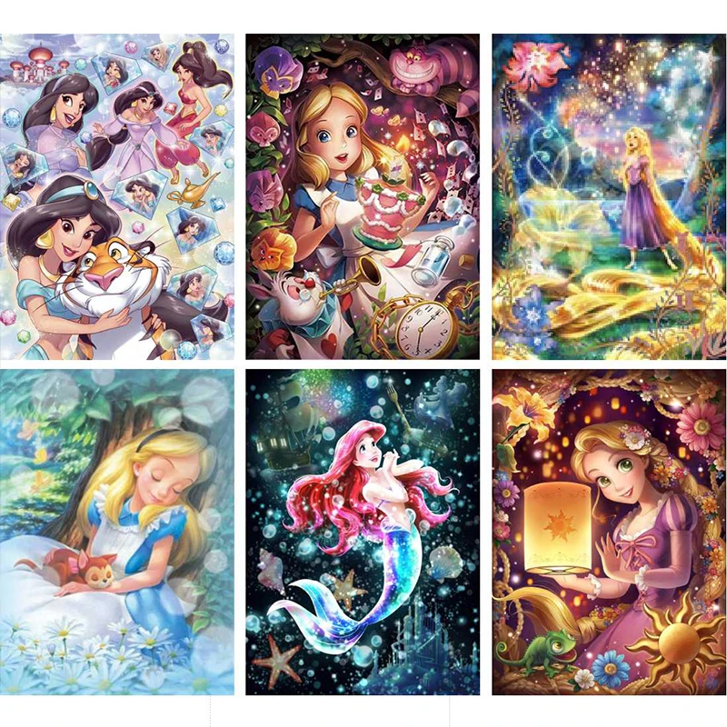 

Diamond Painting Disney Jasmine Princess Picture 5D DIY Full Drill Mosaic Cartoon Kit Rhinestone Embroidery Art Home Decoration