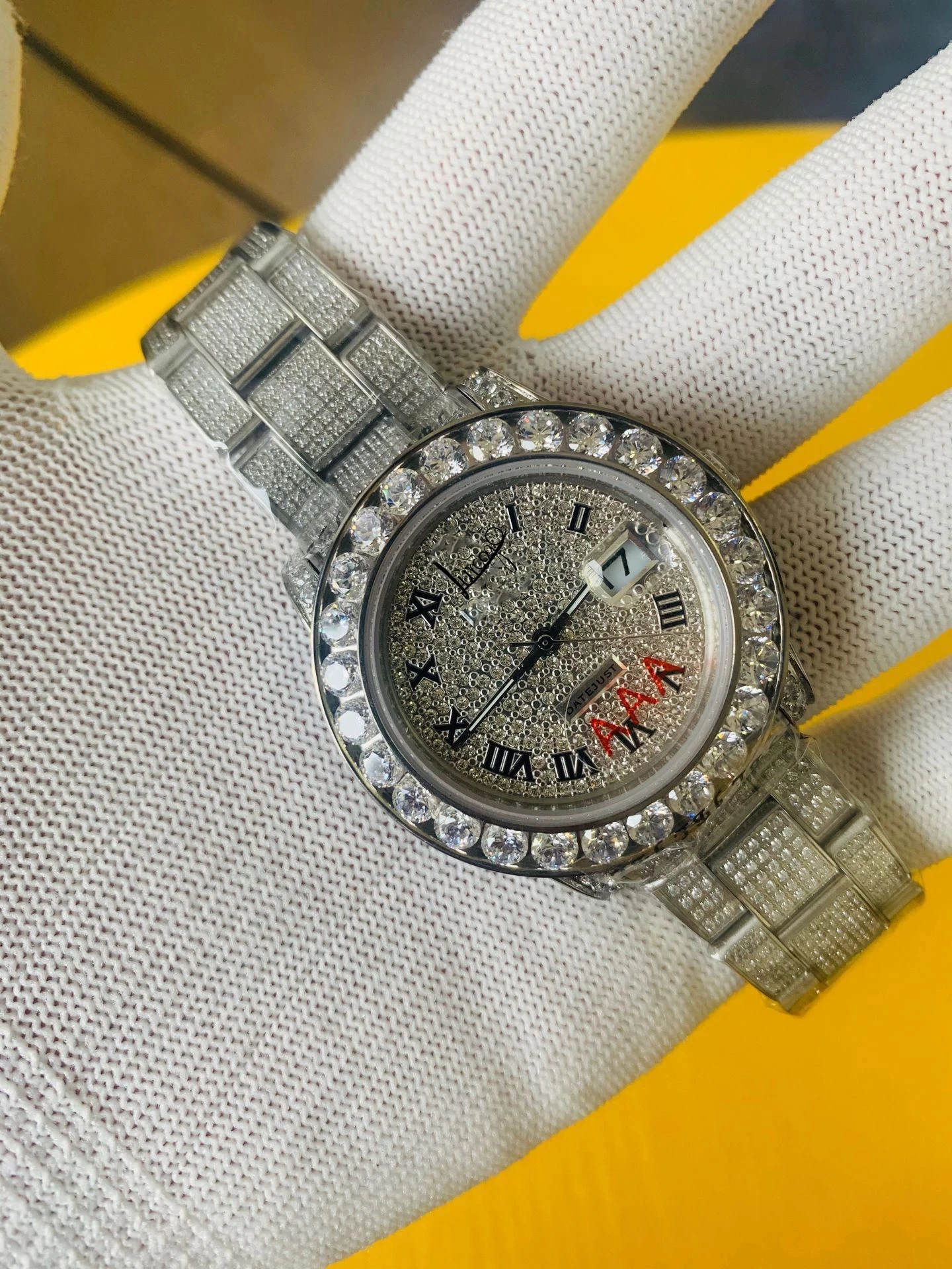 

Designer watch Iced out luxury brand Ro-lex watch men's automatic winding automatic winding movement AAA full diamonds