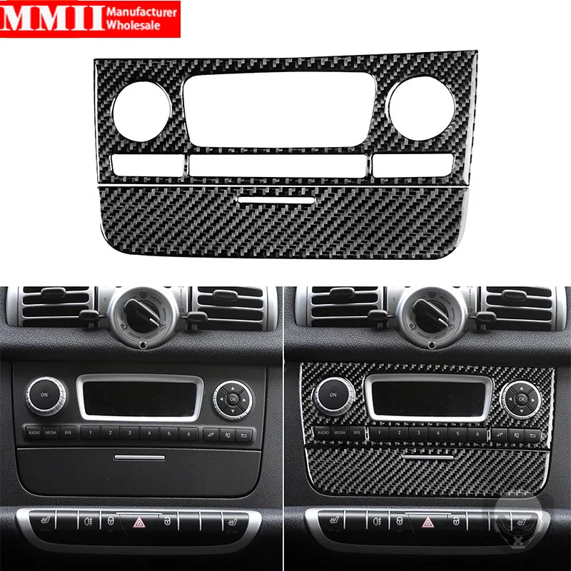 For Benz Smart Fortwo 451 Coupe Cabrio Pure Pulse Passion 2011 2012 2013 2014 2015 Carbon Fiber CD Radio FM Panel Car Stickers