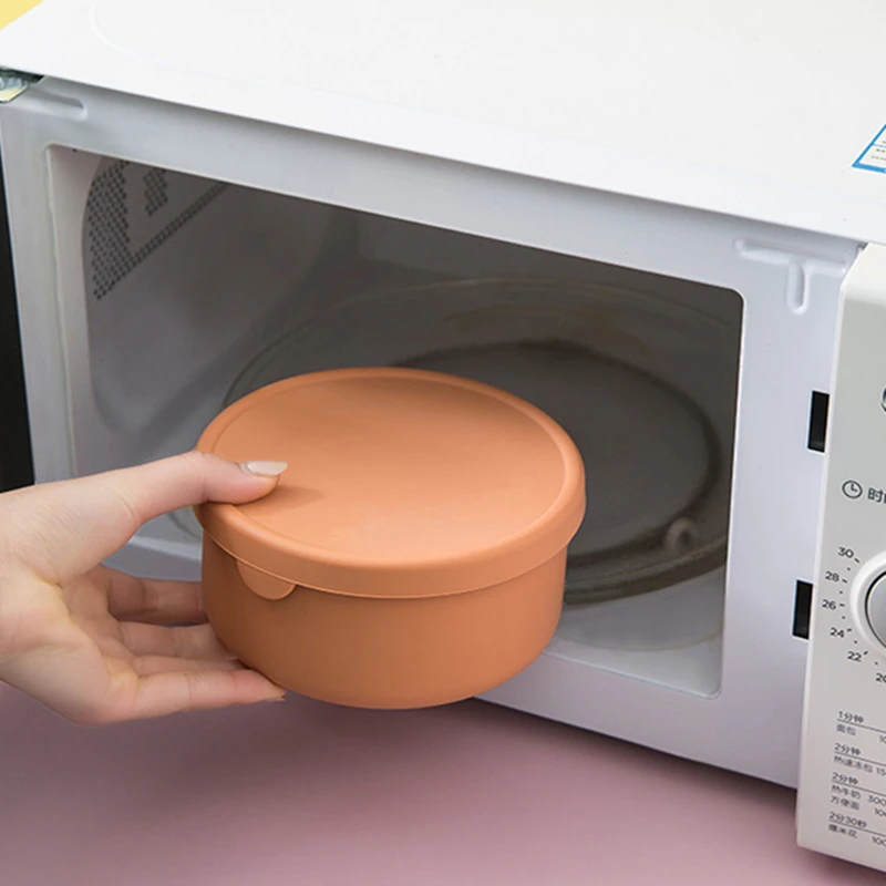 

Round Bento Lunch Box Kids Student Silicone Bowl School Office Sealed Portable Dinnerware Food Storage Container 250/700ml