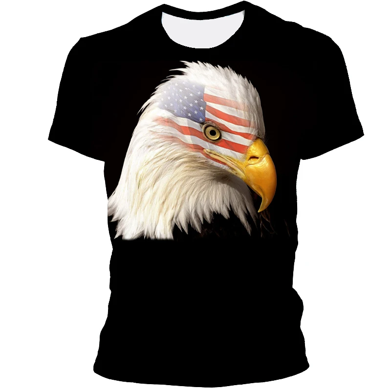 

2021 Summer New 3d Printing Flying Animal Pattern Men's T-shirt Summer Thin T-shirt