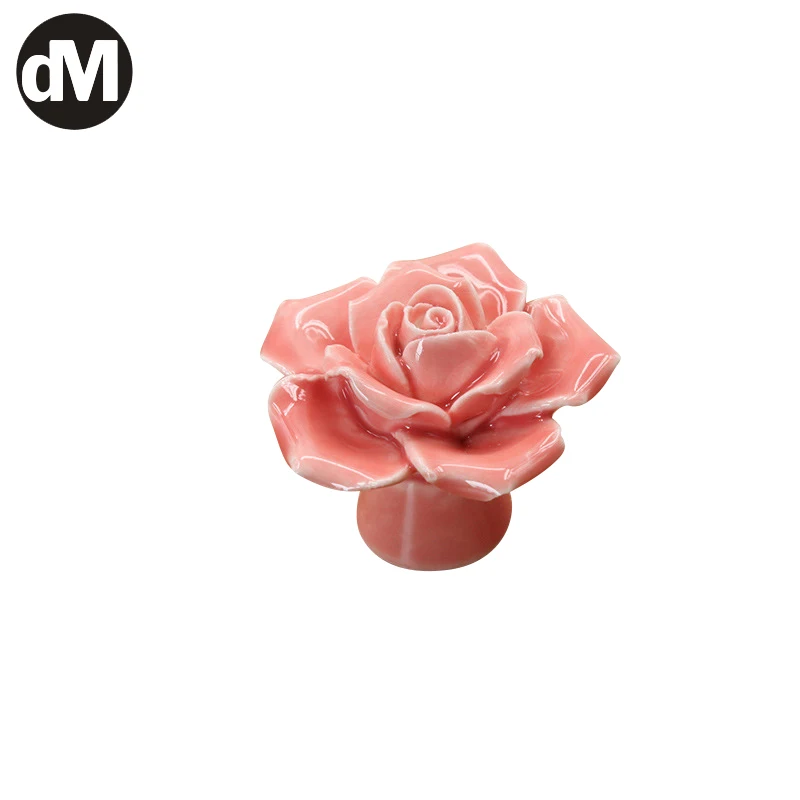 

DM 2pcs/Set Modern European Style Ceramic Door Handle Rose Shape Cupboard Wardrobe Knob Cabinet Pull Multicolored Furniture Kits