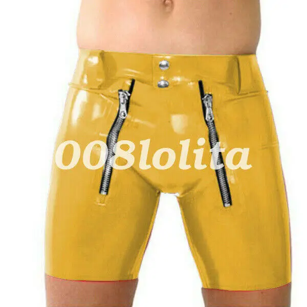 100% латексные резиновые мужские сексуальные обтягивающие бедра шорты с двойной