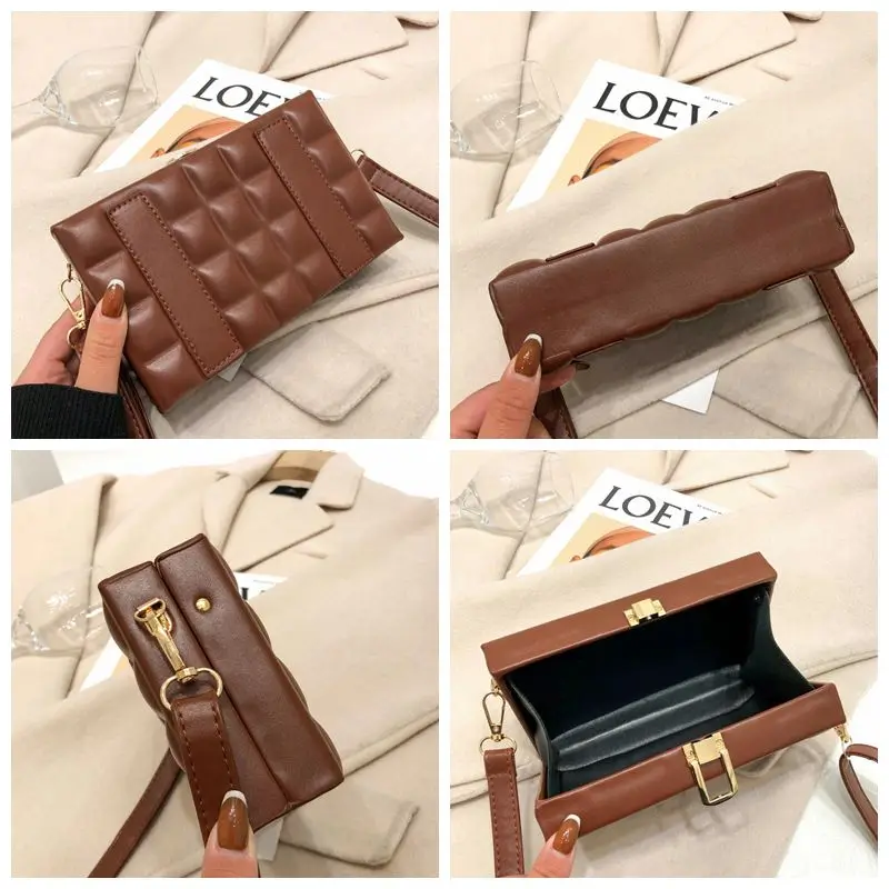

Fashion Plaid Box Women Shoulder Bags Luxury Designer Pu Leather Women's Handbags Small Square Crossbody Bags For Women Bag 2021
