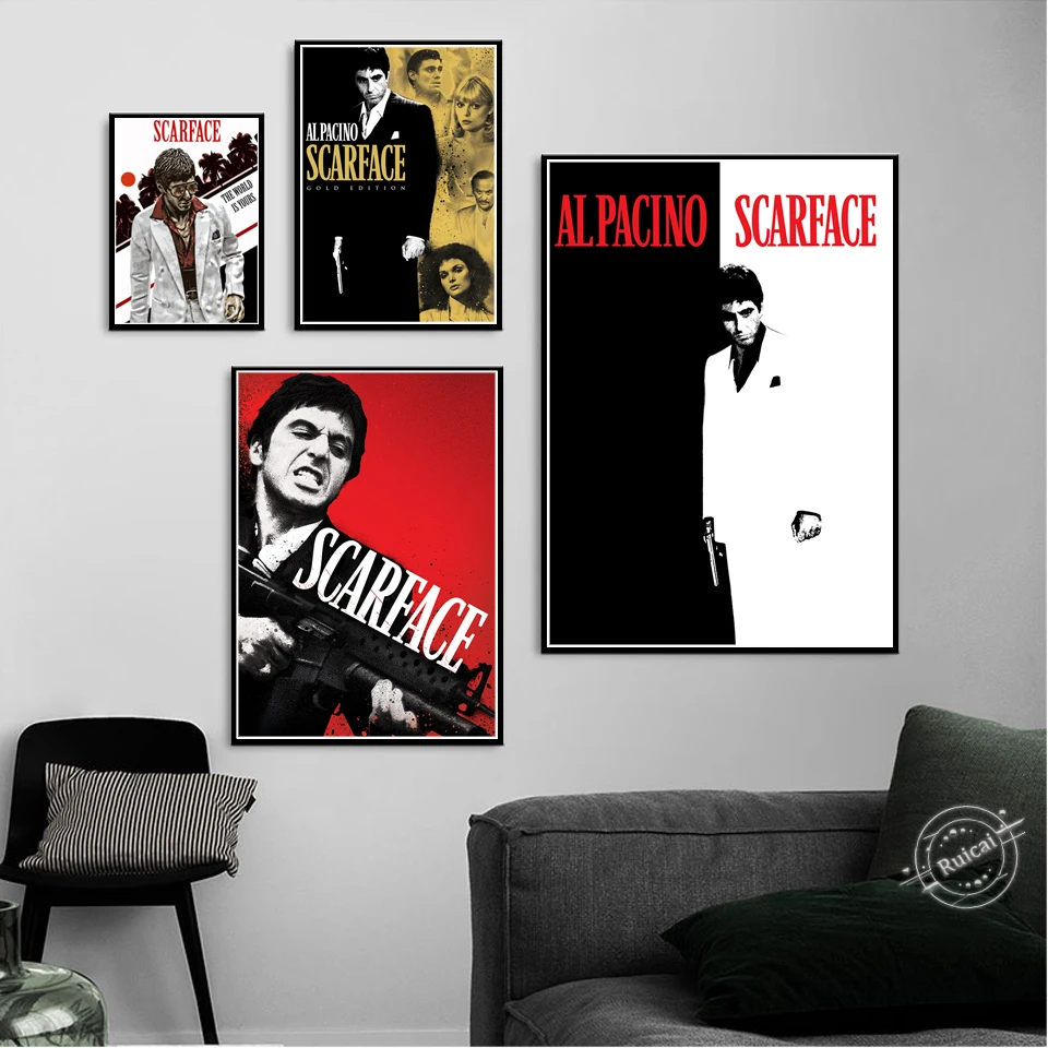 Фильм «Лицо со шрамом» плакаты и принты, Картина на холсте, Настенная картина, декоративная картина для гостиной, домашний декор, подарок