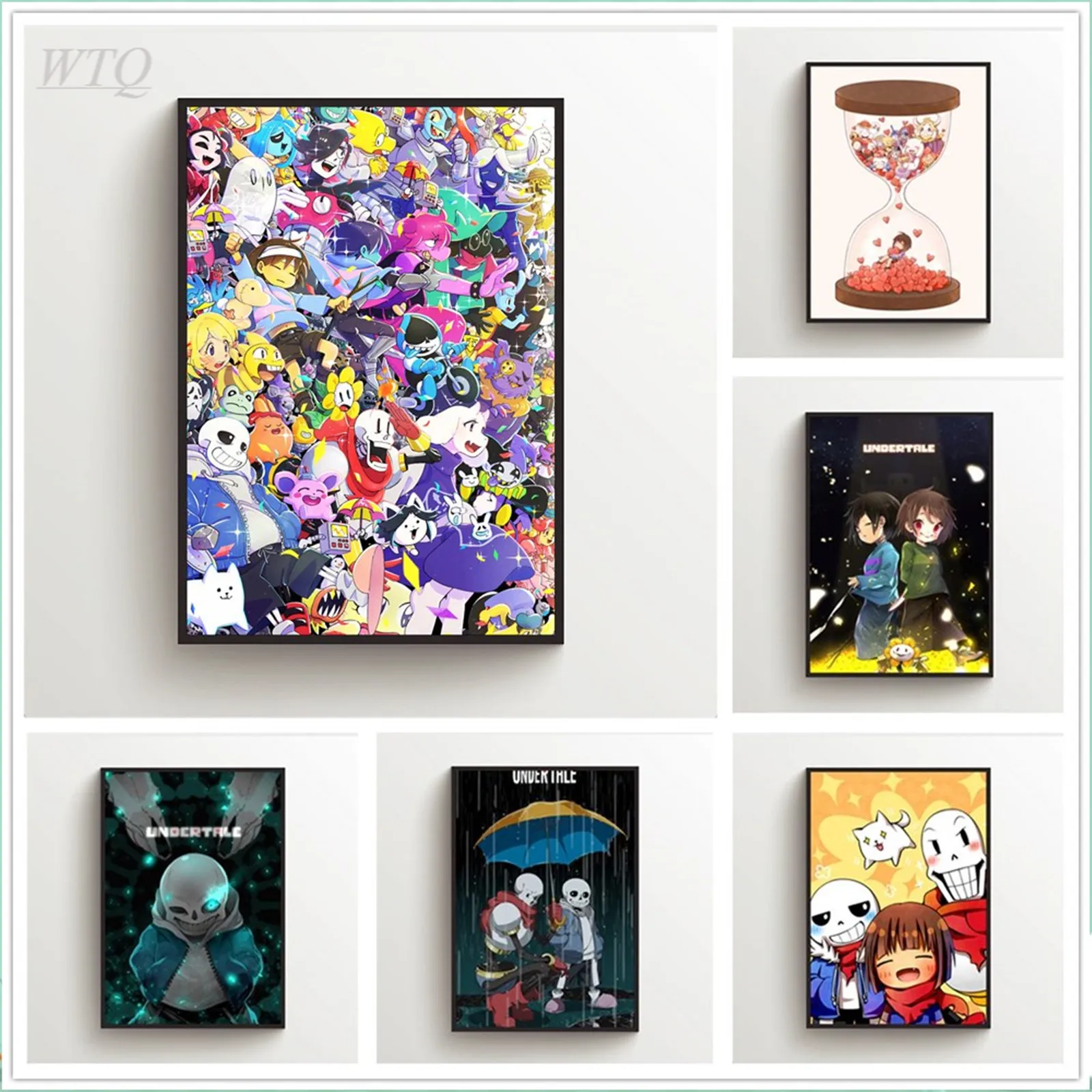 Аниме постеры Undertale Sans Frisk Chara Papyrus Холст, живопись и печать, постер на стену, художественная картина для домашнего декора.