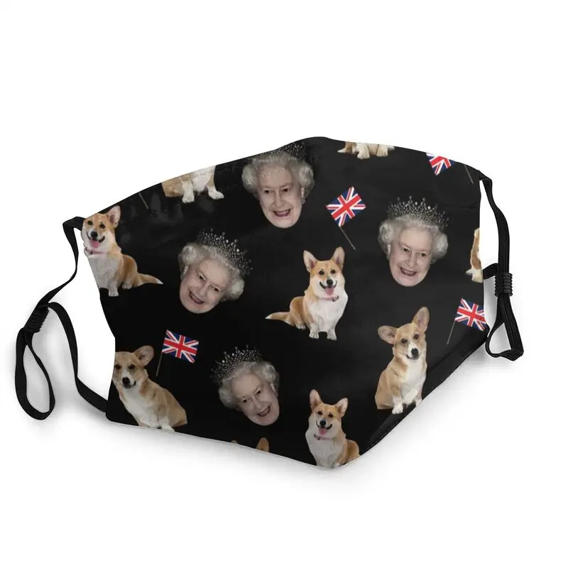 

Queen Elizabeth And Corgis Pattern Mask Anti Dust Breathable Face Mask Protection Cover Unisex Respirator Mouth-Muffle