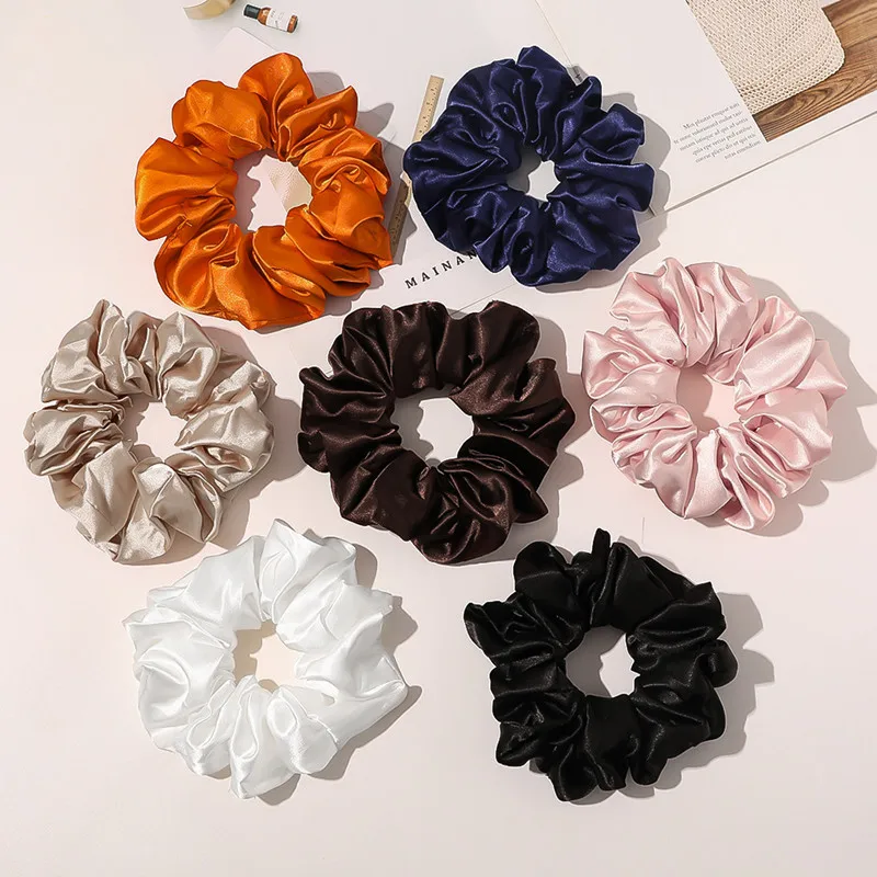 

Large 15cm Satin Hair Tie Fashion Hair Accessories Women Satin Solid Color Fabric Large Intestine Circle Ring Wild Scrunchies