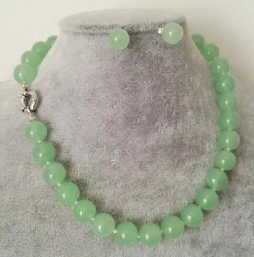 Бесплатная доставка 12 мм Яблоко зеленый нефрит Круглый драгоценный камень бусы 18