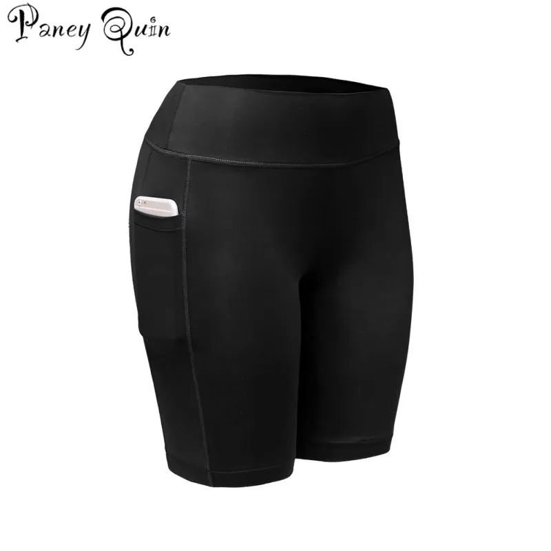 Однотонные шорты с боковым карманом высокой талией средней длины женские