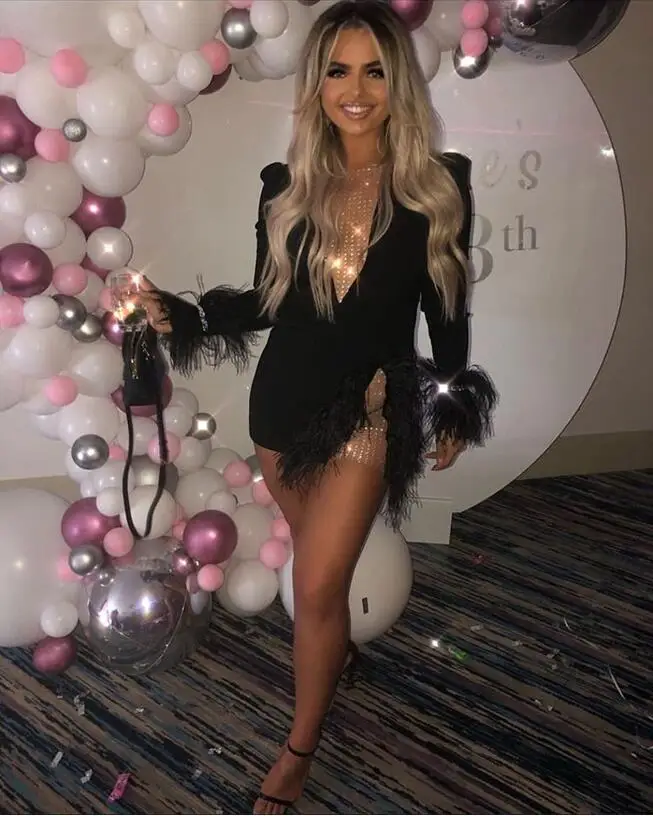 Женское Сетчатое платье с перьями дизайнерское Бандажное длинным рукавом