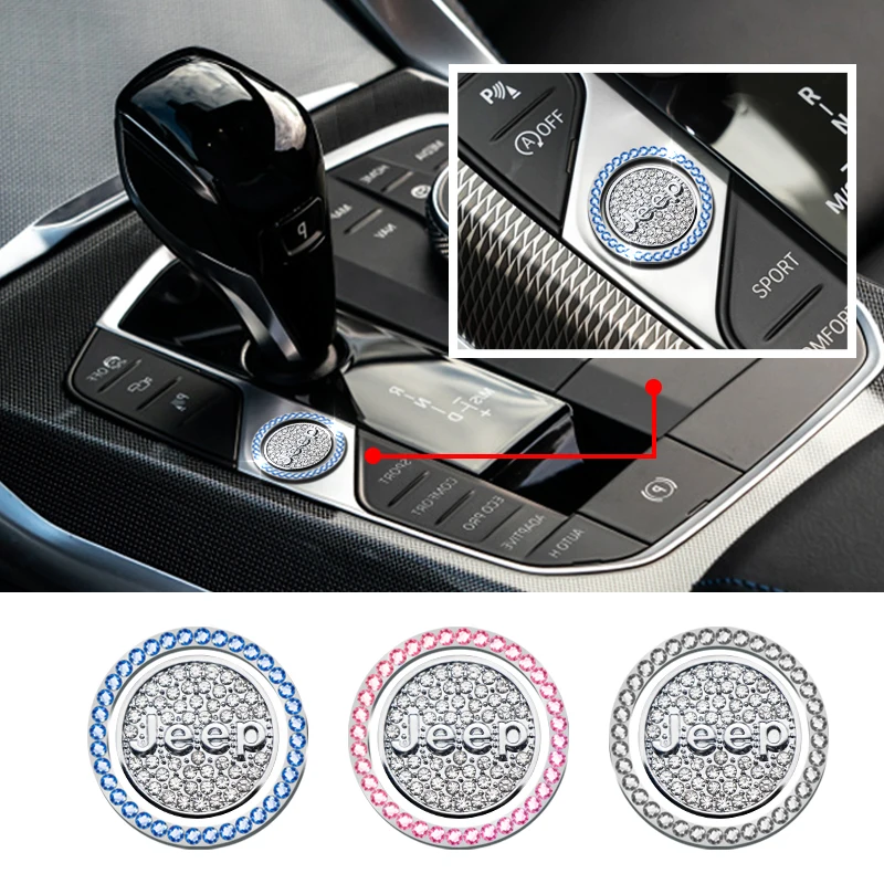 

Car Engine One-button Start Cover Ignition Switch Crystal Ring Decoration Sticker For Jeep Renegade Compass Cherokee Wrangler