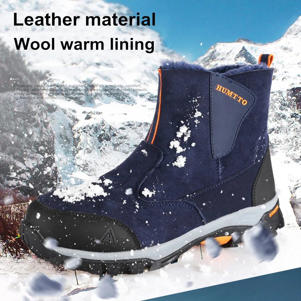 HUMTTO Outdoor Leather Sneakers for Men Hiking Shoes Sport Trekking Boots Mens Mountain Hunting Climbing Snow Safety Boots Male