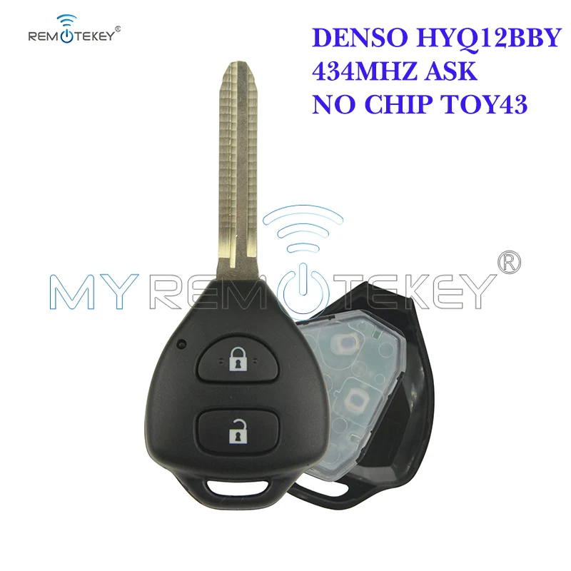 Дистанционный ключ Remtekey Hyq12bby 2 кнопки 434 МГц toy43 без чипа для Toyota Camry Corolla 2004 2005|Ключ