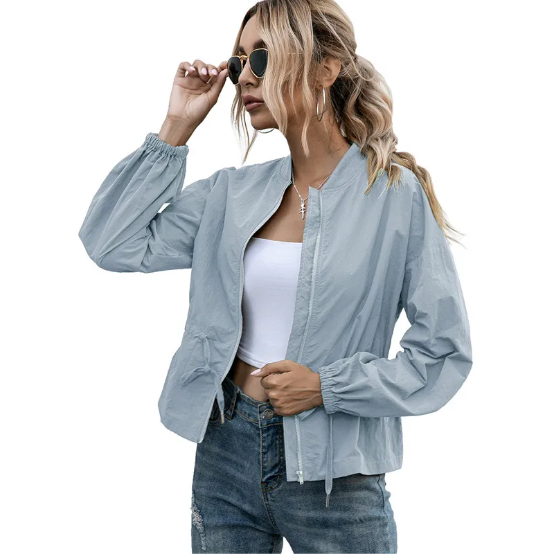 

Leosoxs 2020 Spring Autumn New Fashion Slim O Neck Long Sleeve Women's Jacket Tops Casual Solid Tunic Ladies Zipper Jacket Coats