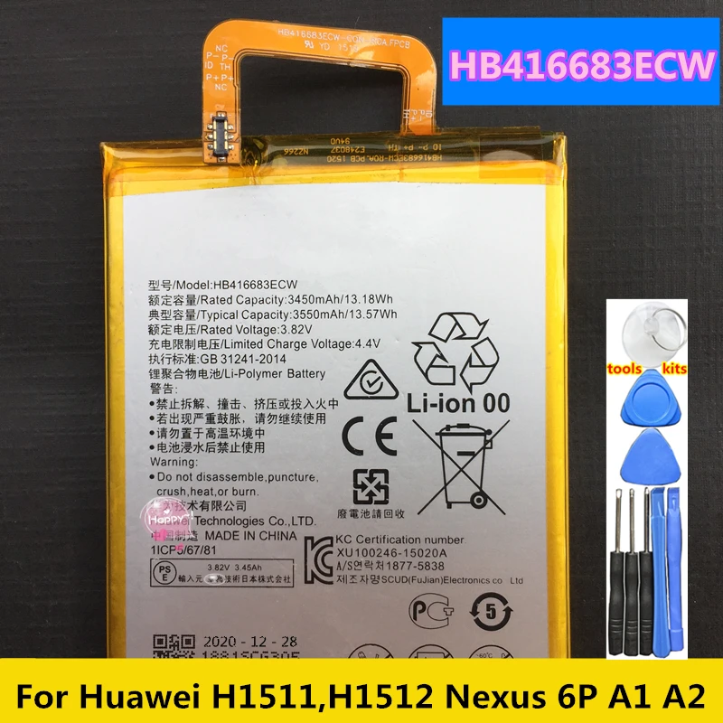 

Новый оригинальный HB416683ECW аккумулятор 3550 мАч для Huawei Google Ascend Nexus 6P H1511 H1512 A1 A2 аккумулятор высокого качества