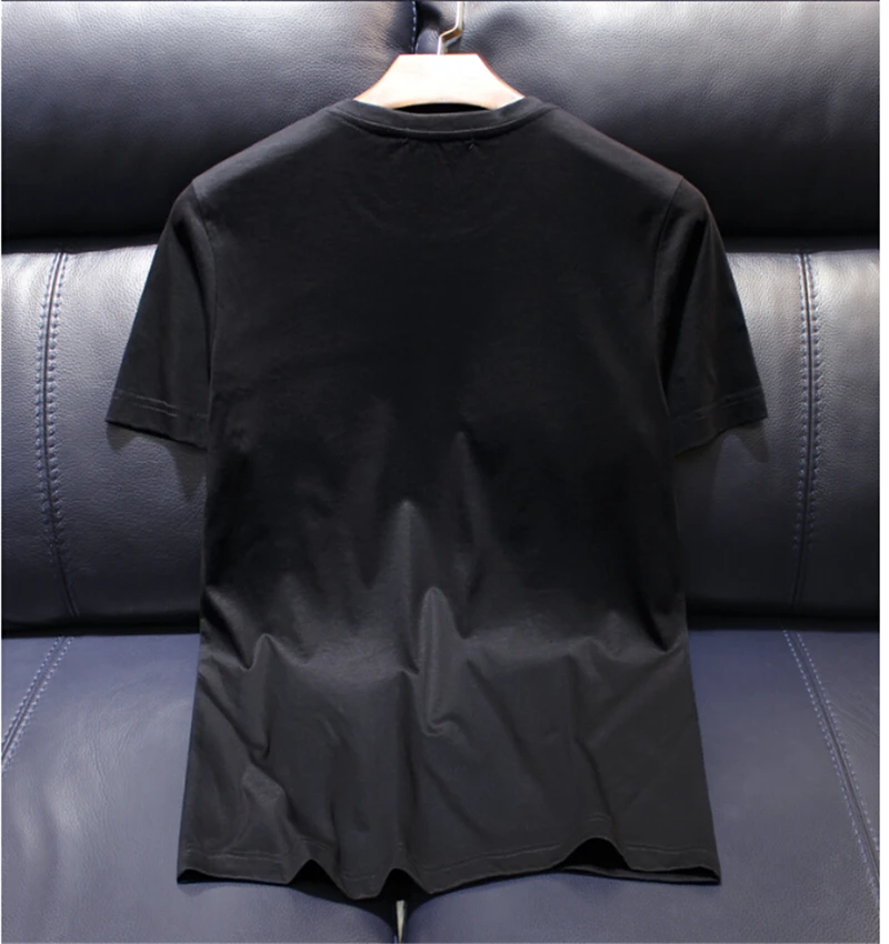 Летняя Высококачественная Мужская футболка с круглым вырезом модная брендовая