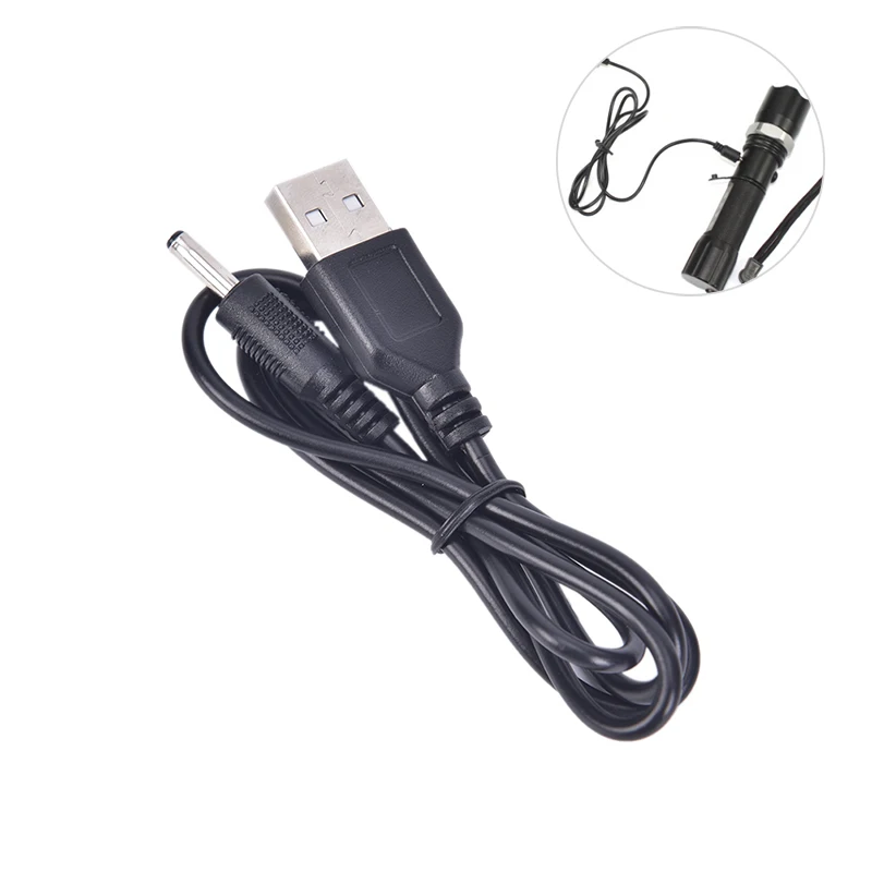 

Black Cord Mobile DC Power Charger For LED Flashlight Torch Dedicated USB Cable 1PCS charger USB cable
