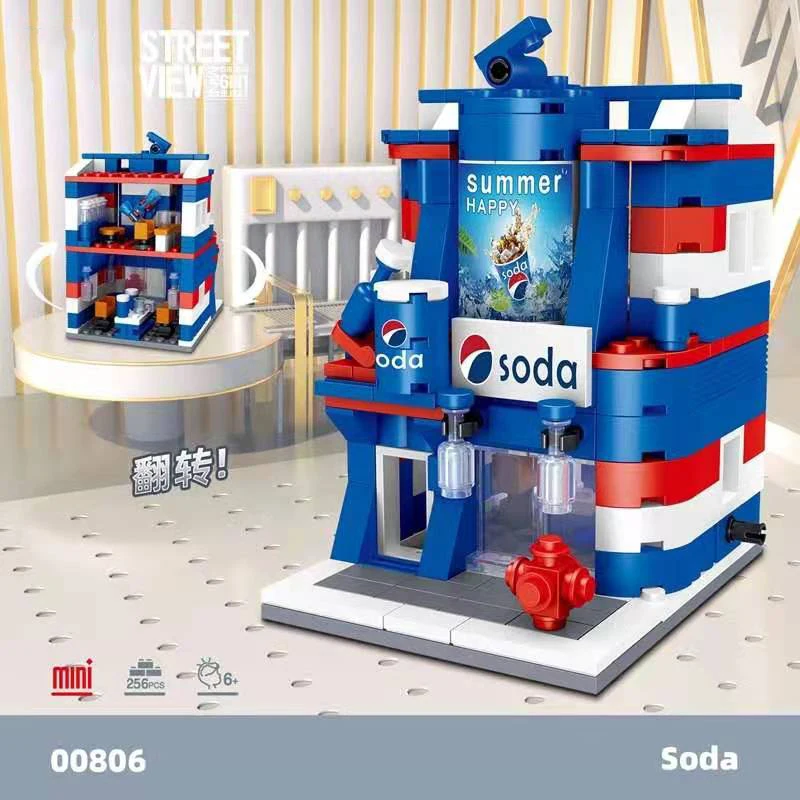 

Mini Street View Series Bar shop Building Blocks Soda shop 3D Model Brick Educational DIY Toy for Children Birthday Gift 250+pcs