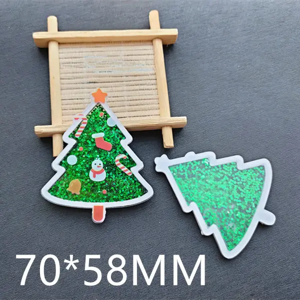 

Free shipping 70X58MM 2pcs Christmas tree cartoon character shaker resin