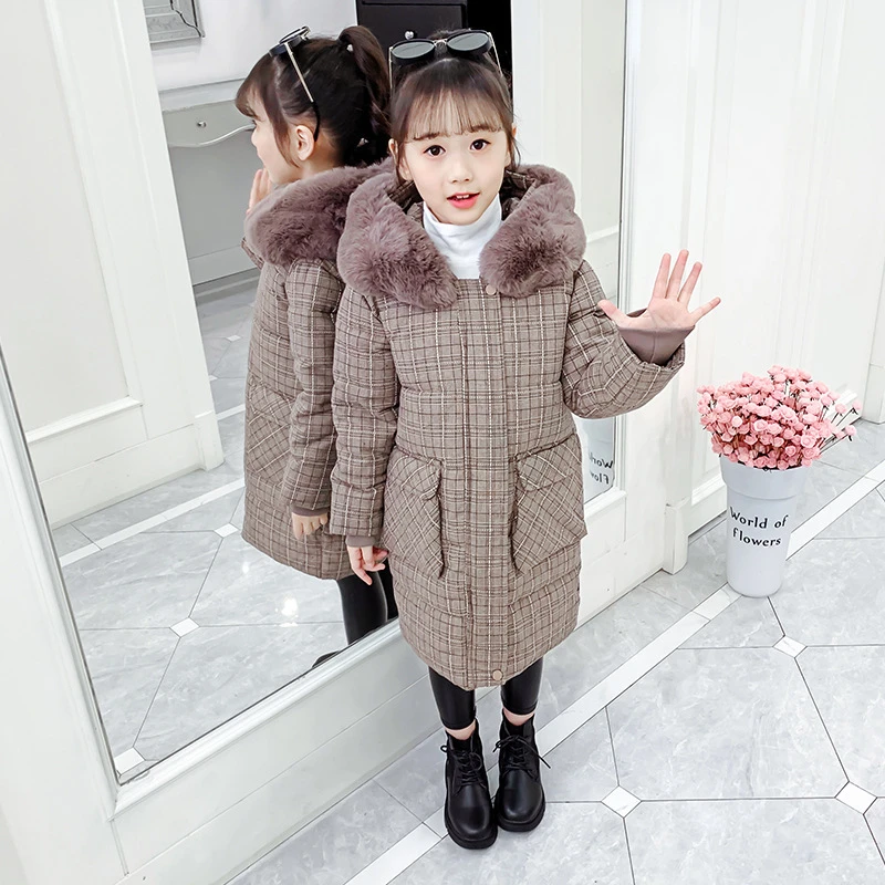 Детская пуховая куртка для девочек теплая длинная парка с капюшоном русской зимы