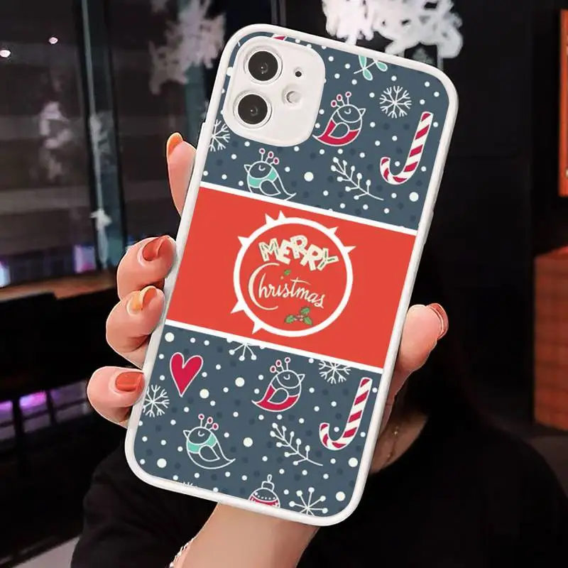 

Merry Christmas design Phone Case Matte Transparent for iPhone 7 8 11 12 s mini pro X XS XR MAX Plus cover funda