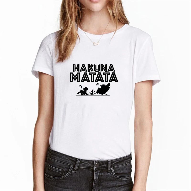 Showtly Hakuna Matata Women Harajuku Ullzang the lion king T-shirt Femme Homme Summer Tshirt Fashion Top Tee Female T Shirt