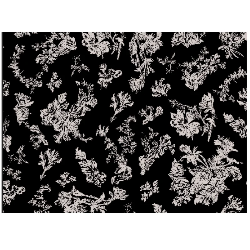 Четырехсторонняя тянущаяся черная ткань из полиэстера и крепа с принтом для