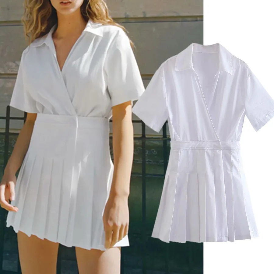 

Jenny&Dave Womens Casual Playsuit Summer Playsuit Women England Style High Street Vintage Pleating Rompers Combinaison Femme