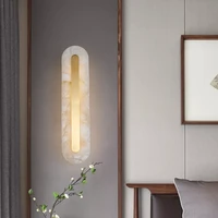 biewalk modern copper marble led wall lamp is suitable for living room corridor study bedroom bedside lighting device
