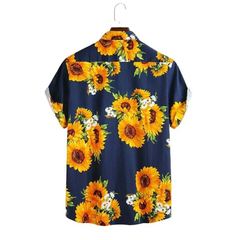 

Men Short Sleeve Floral Print Blouse Casual Shirts Lady Summer Loose T-Shirt Top